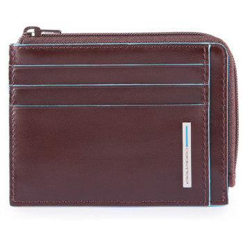 Portacarte Piquadro B2 con zip Marrone